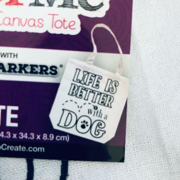 Color Me Canvas Tote Bag Life is Better with a Dog - Picture 3 of 3